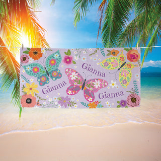 Colorful Butterflies Personalized Beach Towel