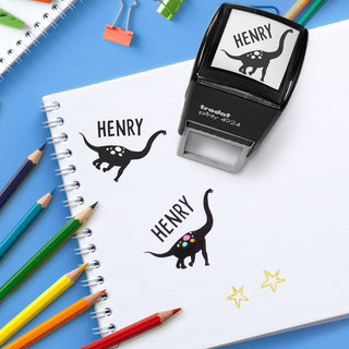 Brontosaurus rubber stamp with name 