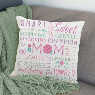 Mom throw pillow with name 