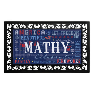 Celebrate the 4th! Personalized Ð 12x27 Inch Entry Mat with Frame