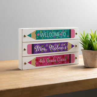 Teacher's Pencil Personalized Wood Block Sign