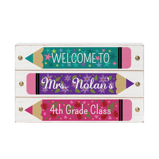 Teacher's Pencil Personalized Wood Block Sign