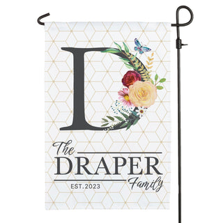 Floral Family Initial & Name Personalized Garden Flag