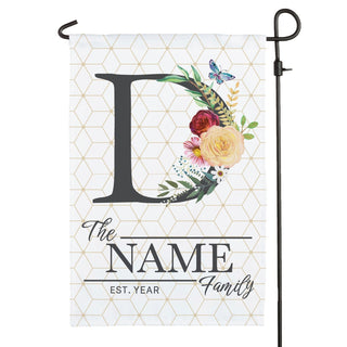 Floral Family Initial & Name Personalized Garden Flag