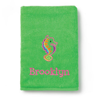 Ocean Life Embroidered Small Beach Towel
