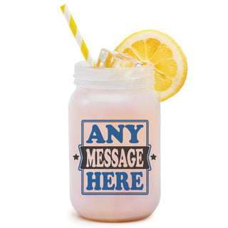 Your Message In Blue Personalized Frosted Mason Jar Votive Holder