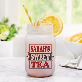 Your Message In Red Personalized Frosted Mason Jar Votive Holder