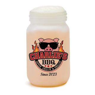 Hog Wild BBQ Personalized Frosted Mason Jar