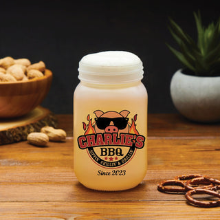 Hog Wild BBQ Personalized Frosted Mason Jar