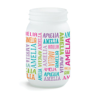 Girl Name Pattern Personalized Frosted Mason Jar
