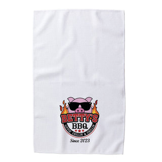 Hog Wild BBQ Personalized Waffle Tea Towel