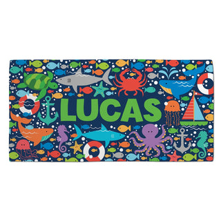 Nautical Sea Friends Personalized Beach Towel