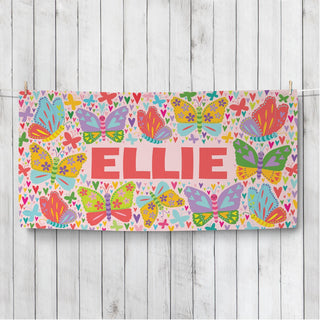 Colorful Boho Butterflies Personalized Beach Towel