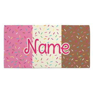 Neapolitan Ice Cream with Sprinkles Personalized Beach Towel