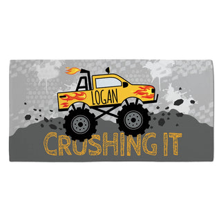 Crushing It Monsters Truck Personalized Beach Towel