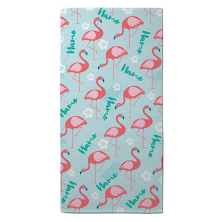 Tropical Flamingo Pattern Personalized Beach Towel