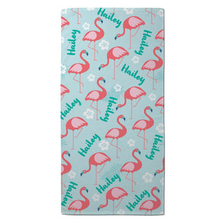 Tropical Flamingo Pattern Personalized Beach Towel