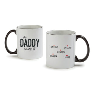 This Daddy Belongs To White Coffee Mug with Black Rim and Handle-11oz