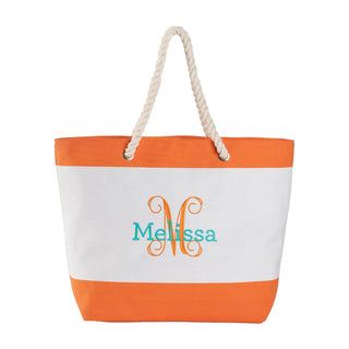 Colorful Script Initial & Name Ladies' Beach Tote