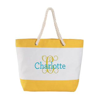 Colorful Script Initial & Name Ladies' Beach Tote