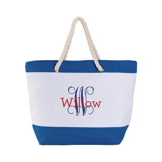 Colorful Script Initial & Name Ladies' Beach Tote