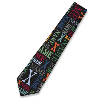 Multi-Color Name Pattern Personalized Neck Tie