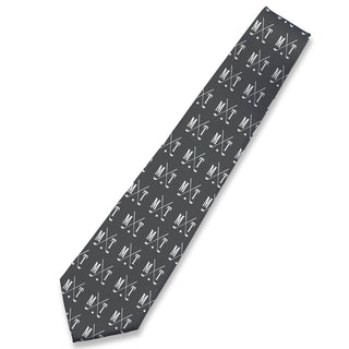 Initials Golf Clubs Gray Personalized Neck Tie