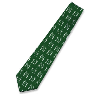 Golf Clubs with Initials Green Personalized Neck Tie