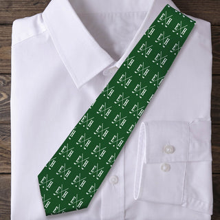 Golf Clubs with Initials Green Personalized Neck Tie