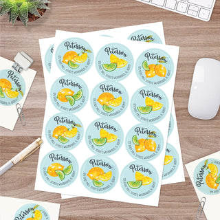 Lemon Lime Personalized Round Sticker - Set of 48