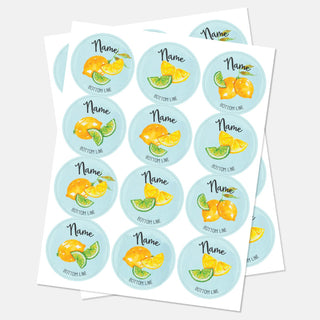 Lemon Lime Personalized Round Sticker - Set of 48