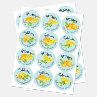 Lemon Lime Personalized Round Sticker - Set of 48