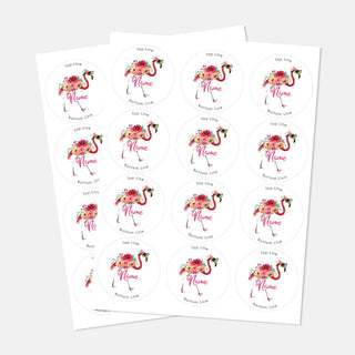 Funky Floral Flamingo Personalized Return Address Stickers - Set of 48