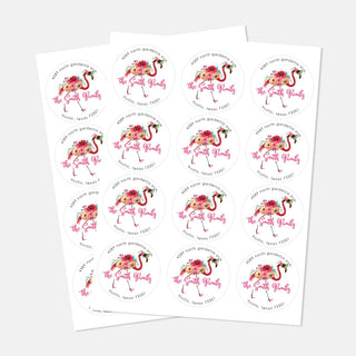 Funky Floral Flamingo Personalized Return Address Stickers - Set of 48