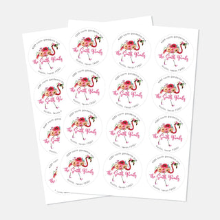 Funky Floral Flamingo Personalized Return Address Stickers - Set of 48