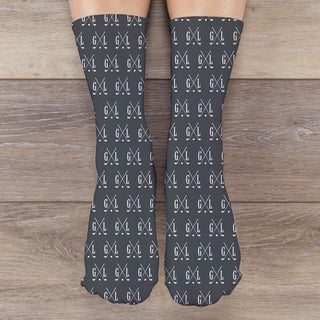 Initial Golf Clubs Gray Pattern Adult Crew Socks 