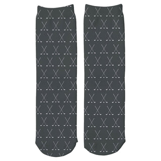 Initial Golf Clubs Gray Pattern Adult Crew Socks