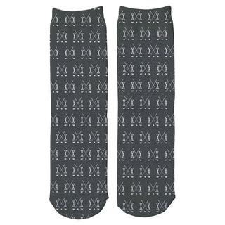 Initial Golf Clubs Gray Pattern Adult Crew Socks