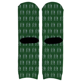 Initial Golf Clubs Green Pattern Adult Crew Socks