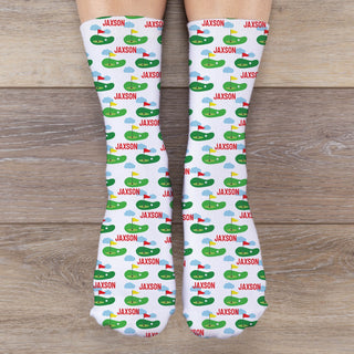 Golf Greens Pattern Personalized Adult Crew Socks