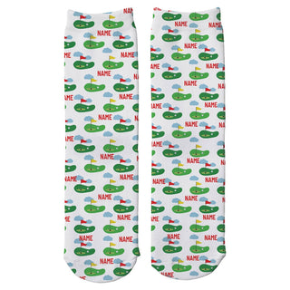 Golf Greens Pattern Personalized Adult Crew Socks