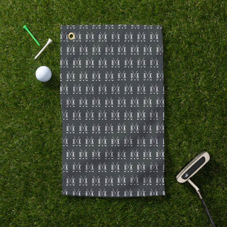 Initial Golf Clubs Gray Pattern Personalized Golf Towel