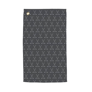 Initial Golf Clubs Gray Pattern Personalized Golf Towel