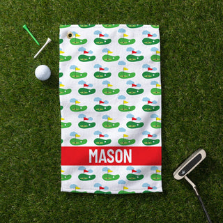 Golf Greens Pattern Personalized Golf Towel