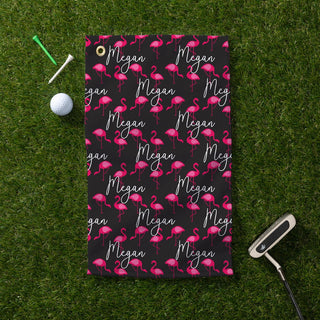 Flamingo Pattern Personalized Golf Towel