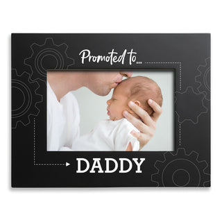 Promoted to Daddy Black Wood Frame with Pink Name