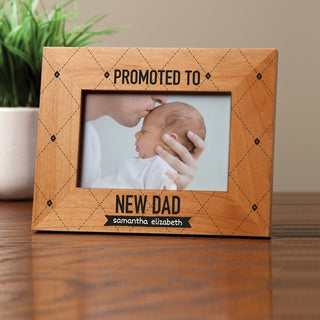 Promoted to New Dad Personalized Wood Picture Frame