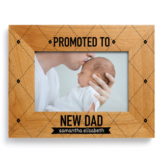 Promoted to New Dad Personalized Wood Picture Frame