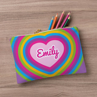 Retro Heart Personalized Zip Pouch