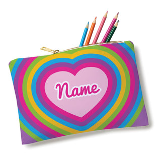 Retro Heart Personalized Zip Pouch